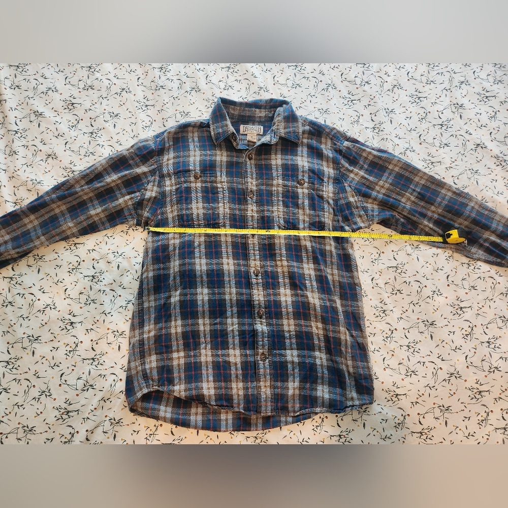 Duluth Trading Men's Blue and Gray Flannel Size M